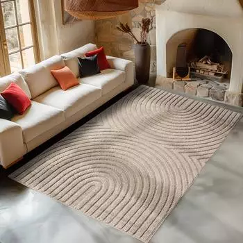 CarpetSale24 Shaggy Hochflor Teppich Skandi Boho Design, Hoch-Tief Effekt (MN-ART2803701122BEIGE)