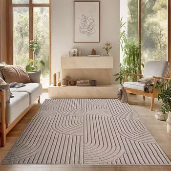 Simpex Bouclé Schlingenflor Teppich, rechteckig, beige, 240x340cm