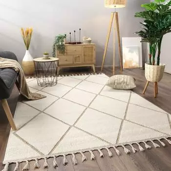 Paco Home Teppich Kurzflor Boho-Muster beige, 120x160cm (10-522-3-12)