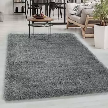 CarpetSale24 Soft Shaggy Hochflor-Teppich, einfarbig, hellgrau, 140x200cm (FLUFFY1402003500LIGHTGREY-MONO)