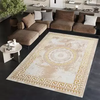 Tapiso Ares Kurzflor-Teppich klassisch, Rosette, creme-beige, 160x220cm