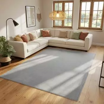 Simpex Kurzflor-Teppich flauschig, silber, 240x340cm, waschbar (7mm)