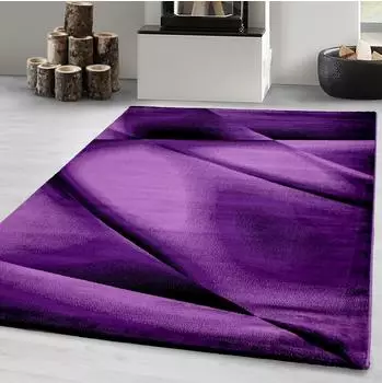 CarpetSale24 Miami Kurzflor-Teppich abstrakt lila-schwarz, 160x230cm (PRIME-MIAMI1602306590LILA)