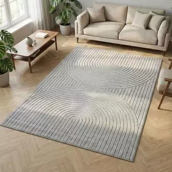 CarpetSale24 Kurzflor-Teppich grau, Hoch-Tief-Effekt, Outdoor, 140x200cm (MN-NOVA1402001201SILVER)
