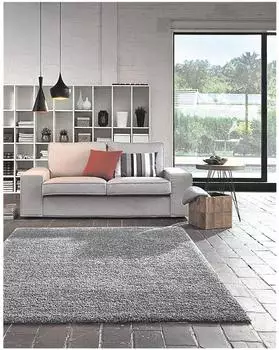 Paperflow Dolce Hochflor-Teppich Polypropylen, rechteckig, grau, 120x170cm (TDOL120X170.02)