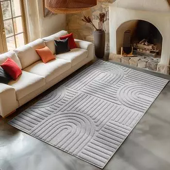 CarpetSale24 Hochflor Shaggy Teppich 280x370cm, skandinavisch Boho, grau (MN-ART2803701121SILVER)