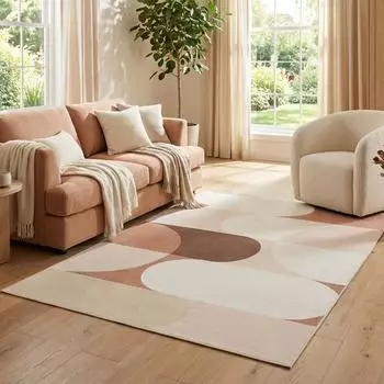 Tapiso Wisp Kurzflor-Teppich, geometrisch-abstrakt, beige (180x250cm)