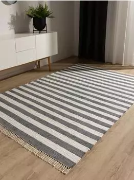 Benuta Teppich Tom Baumwolle, grau/creme, 60x100cm