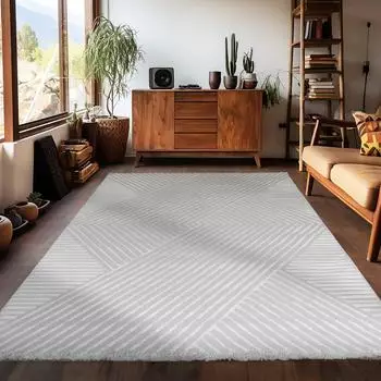 CarpetSale24 Kurzflor-Teppich Boho geometrisch, grau, 120x170cm (MN-SAHARA1201701115SILVER)