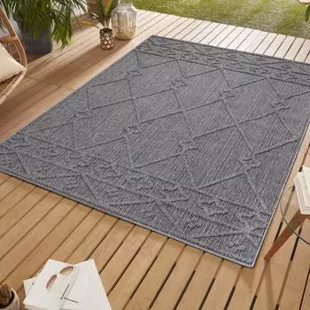 Simpex Outdoor-Teppich Berber Design grau, 200x290cm (8mm)