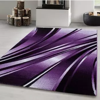 CarpetSale24 Teppich abstraktes Wellendesign, lila-schwarz-weiß, 240x340cm (PRIME-PARMA2403409210LILA)