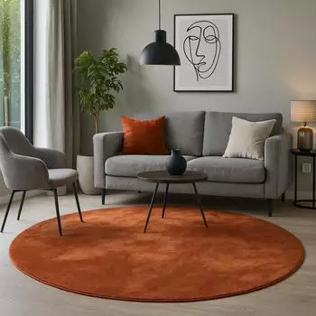 Pergamon. Fellteppich Pearl rund, terrakotta, 120cm