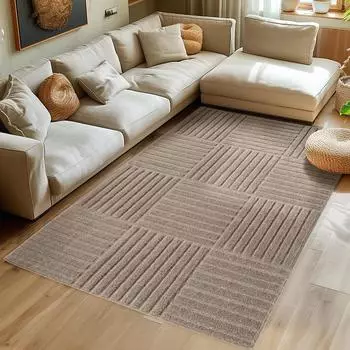 Simpex Teppich Boho Skandi-Design, Hochflor, beige (120x170cm)