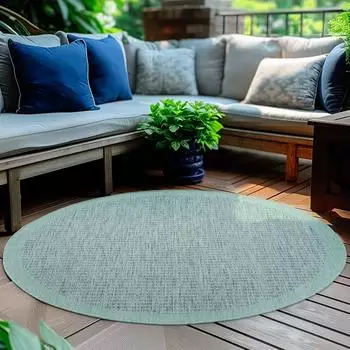 HomebyHome Outdoor-Teppich Flachgewebe, rund 200cm, blau, wetterfest