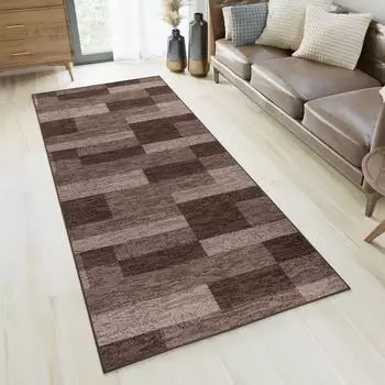 Tapiso Läufer rutschfest, modern, braun, 80cm (Meterware)