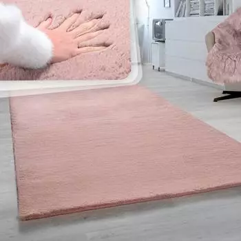 Paco Home Rabbit 780 Hochflor-Fellteppich Kunstfell, pink, 140x200cm