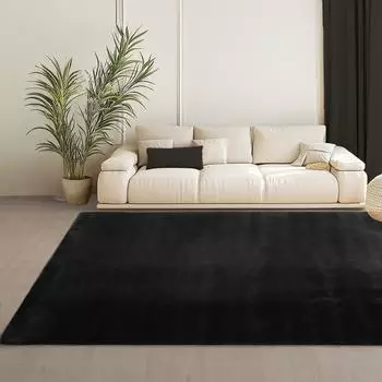 Teppium Unicolor Kurzflor-Teppich, waschbar, rutschfest, schwarz, 140x200cm (Unicolor)
