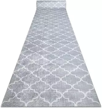 RugsX L&auml;ufer Antirutsch LOTUS KONICZYNA 60921 Kleeblatt Melange grau ZUM WASCHEN 120 cm 120x300 cm