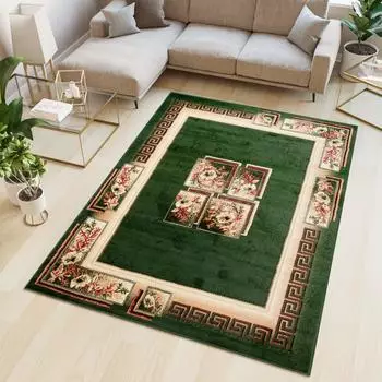Tapiso Teppich ATLAS Design Blumen gr&uuml;n creme 250 x 350 cm