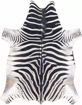 RugsX Teppich K&uuml;nstliches Rindsleder Zebra G5128-1 wei&szlig; schwarz Leder 100x150 cm