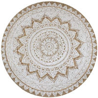 vidaXL Teppich Jute Geflochten Bedruckt 120 cm Rund