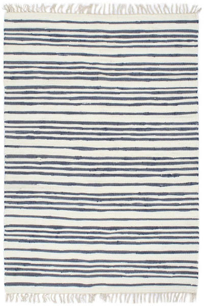 vidaXL Chindi Cotton Blue and White Transverse Stripes