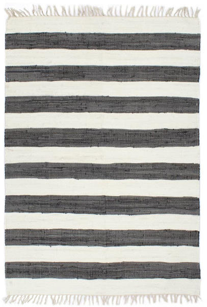 vidaXL Chindi Cotton Dark Grey and White Transverse Stripes 200x290cm