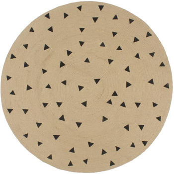 vidaXL Round jute rug with triangle print 150cm