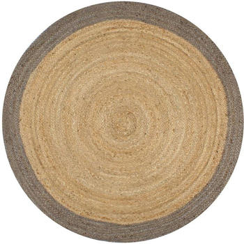 vidaXL Round jute rug with grey border 120cm