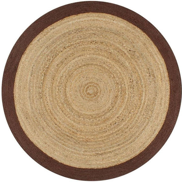 vidaXL Round jute rug with brown border 150cm