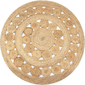 vidaXL Round jute rug braided circle design 120cm