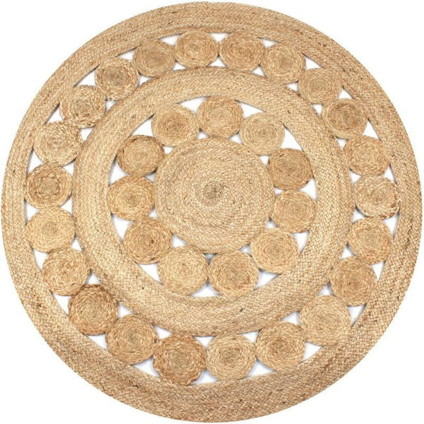 vidaXL Round jute rug braided circle design 120cm