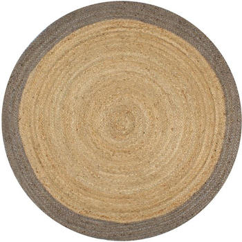 vidaXL Round jute rug with grey border 90 cm