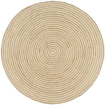 vidaXL Round jute rug with spiral pattern white 120 cm