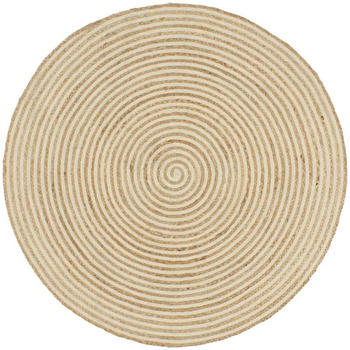 vidaXL Round jute rug with spiral pattern white 90 cm