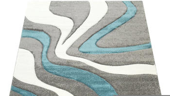 Paco Home Designer Teppich mit Konturenschnitt 240x330cm grau türkis weiß