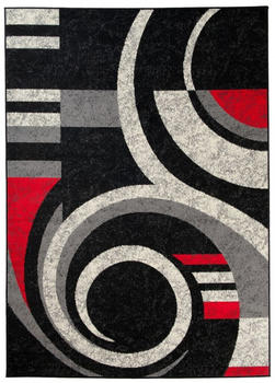 Tapiso Kurzflor Modern Design Schwarz Rot Grau Meliert 300x400 cm