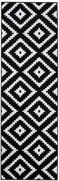 Tapiso Läufer Kurzflor Modern Design Meliert Schwarz Weiß 60x180 cm