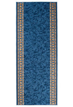 Tapiso Läufer Kurzflor Modern Design Meliert Blau Geld 67x100 cm