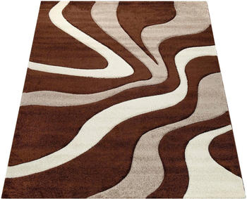 Paco Home Designer Teppich mit Konturenschnitt Wellen 200x290cm braun beige creme