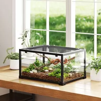 Pawhut Glasterrarium mit Schiebetür für Reptilien & Springspinnen (D40-058V00BK)