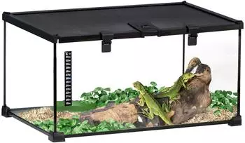 Pawhut Reptilien-Glasterrarium mit Thermometer, Metall, 50x30x25cm (D40-015V01)