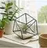 Relaxdays Pflanzenterrarium geometrisch, Glas & Zinn, offen, schwarz (10050354)