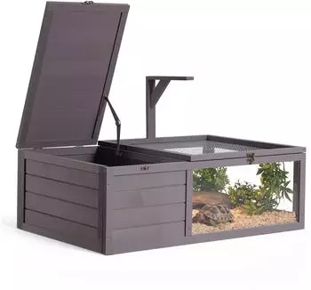 VEVOR Schildkrötengehege Tannenholz 965x600x330mm, 2 Räume