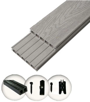 woodstore WPC Terrassendielen Komplettset 6 m² hellgrau (WoodoMykonos)