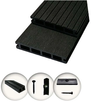 woodstore WPC Terrassendielen Komplettset anthrazit 6 m² (WoodoRhodos)