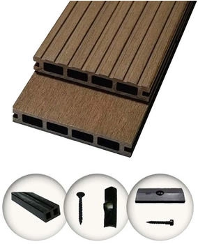 woodstore WPC Terrassendielen Komplettset braun 32 m² (WoodoRhodos)