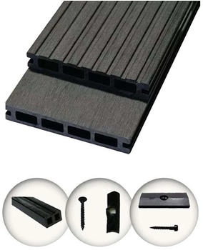woodstore WPC Terrassendielen Komplettset grau 30 m² (WoodoRhodos)
