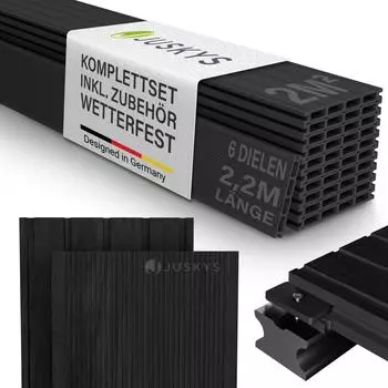 Juskys WPC Terrassendielen 2 m² Anthrazit