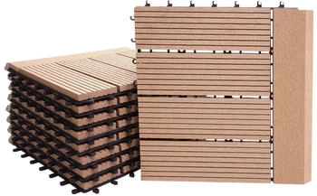 MCW Sarthe mit Abschluss Holzoptik 11xJe 30x30cm Premium Teak Linear Waagrecht